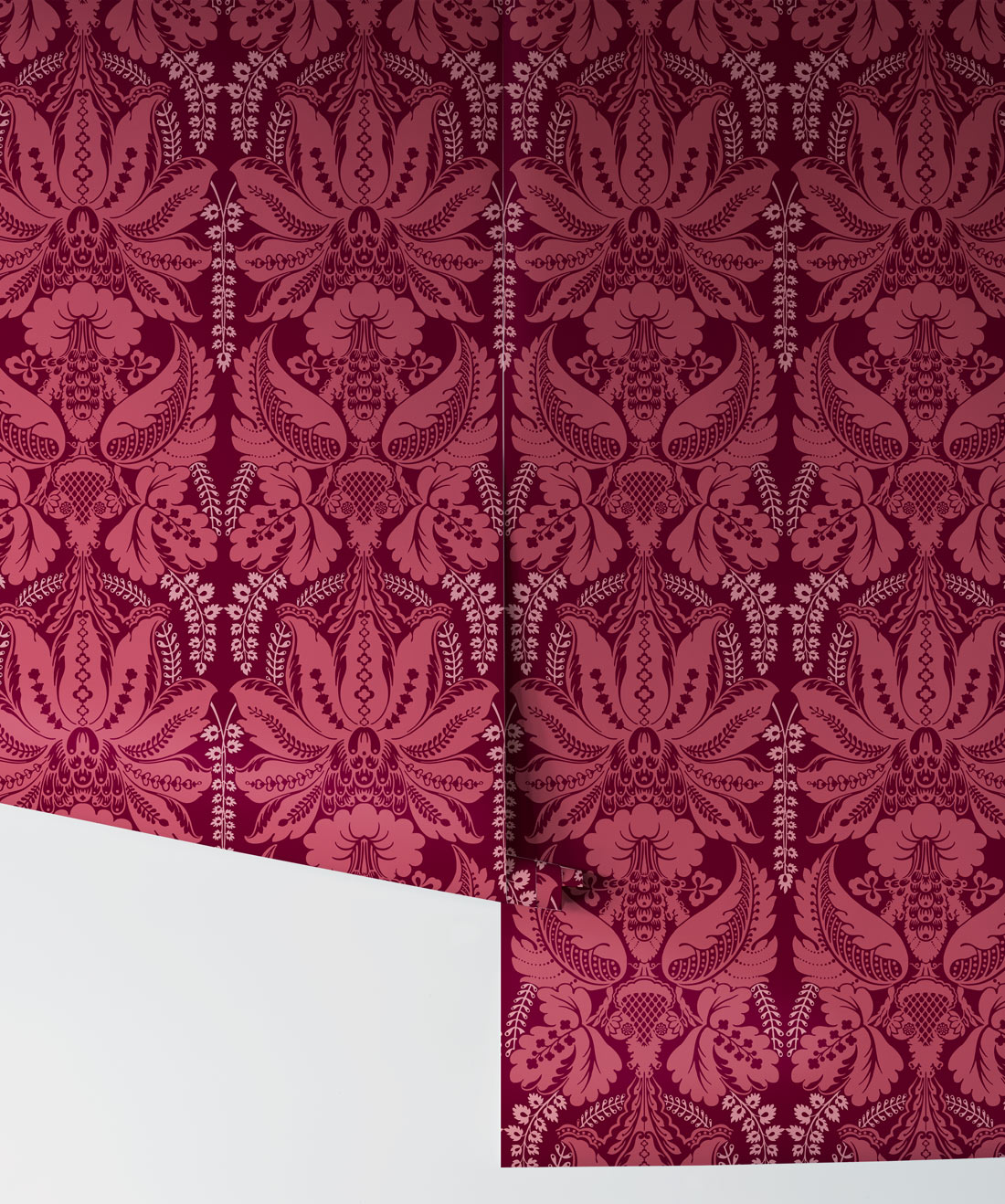 Windsor Wallpaper in Crimson is a victorian wallpaper