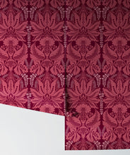 Load image into Gallery viewer, Windsor Wallpaper in Crimson is a victorian wallpaper