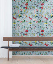 Load image into Gallery viewer, Jolie Wallpaper • Floral Wallpaper • Sky • Insitu