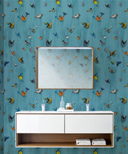 Load image into Gallery viewer, Papilio Wallpaper • Butterfly Wallpaper With Butterflies • Robin Blue • Insitu