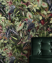 Load image into Gallery viewer, Verde Wallpaper • Green Leaf Wallpaper • Botanical Wallpaper • Coral • Insitu