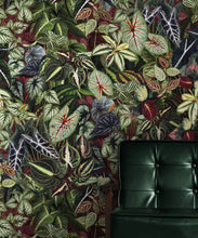 Load image into Gallery viewer, Verde Wallpaper • Green Leaf Wallpaper • Botanical Wallpaper • Ruby • Insitu