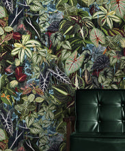 Load image into Gallery viewer, Verde Wallpaper • Green Leaf Wallpaper • Botanical Wallpaper • Sky • Insitu