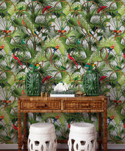 Load image into Gallery viewer, Copacabana Wallpaper • Tropical Bird Wallpaper • Canvas • Insitu