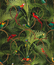 Load image into Gallery viewer, Copacabana Wallpaper • Tropical Bird Wallpaper • Night • Swatch