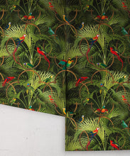 Load image into Gallery viewer, Copacabana Wallpaper • Tropical Bird Wallpaper • Night • Roll