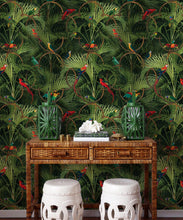 Load image into Gallery viewer, Copacabana Wallpaper • Tropical Bird Wallpaper • Night • Insitu