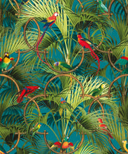 Load image into Gallery viewer, Copacabana Wallpaper • Tropical Bird Wallpaper • Oxford Blue • Swatch