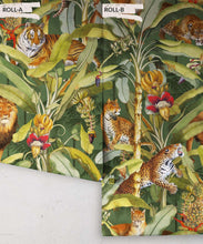Load image into Gallery viewer, Felis Wallpaper • Animal Wallpaper with Lions, Tigers &amp; Leopards • Jungle Green • Roll