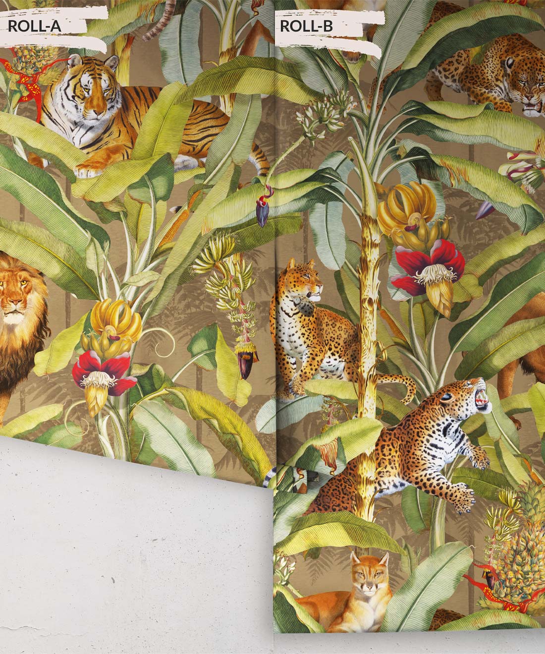 Felis Wallpaper • Animal Wallpaper with Lions, Tigers & Leopards • Oak • Roll