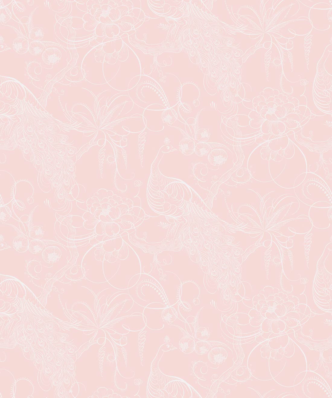 Paradise Wallpaper • Bird Wallpaper • Coral • Swatch