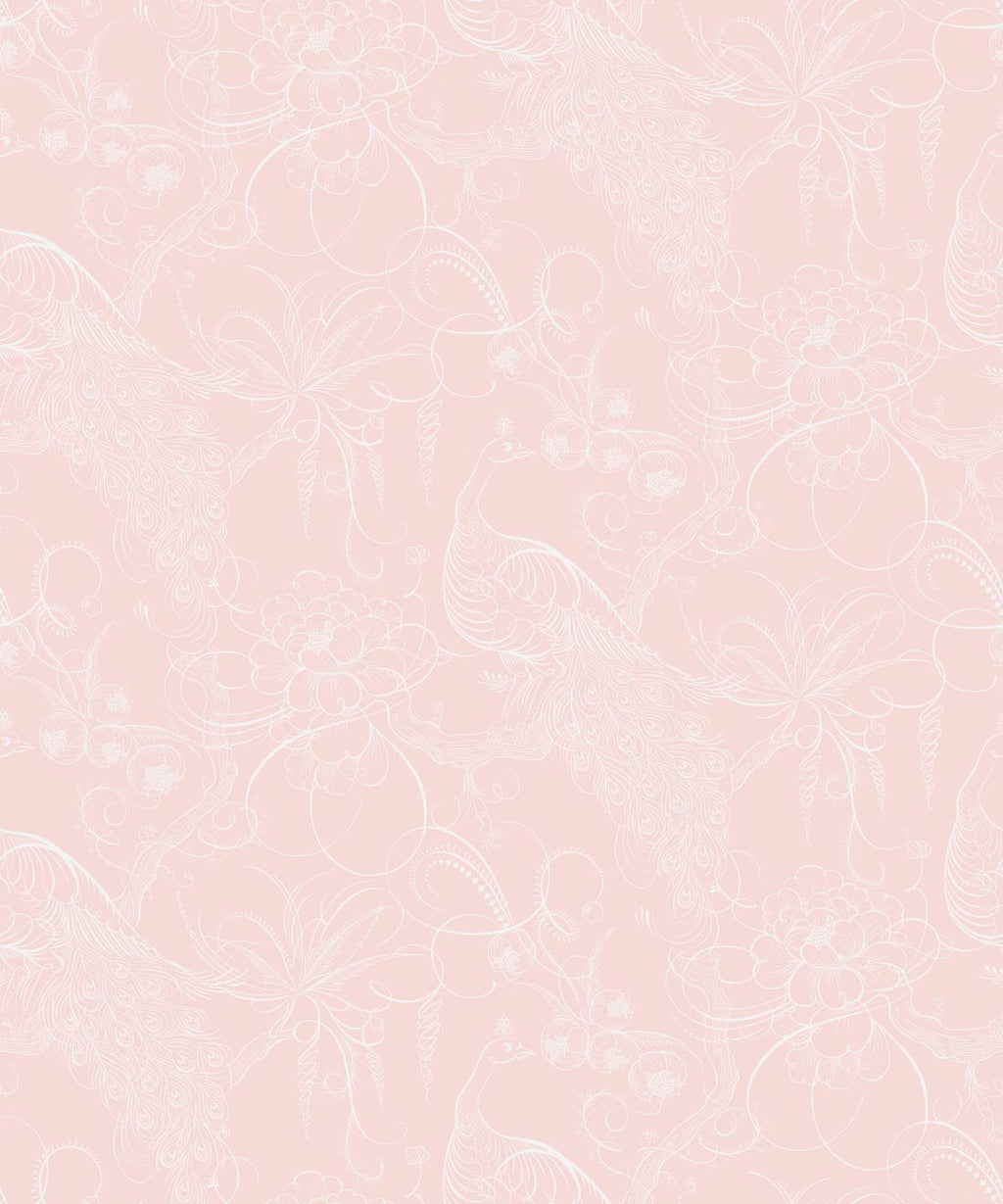 Paradise Wallpaper • Bird Wallpaper • Coral • Swatch