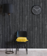 Load image into Gallery viewer, Black wooden boards wallpaper