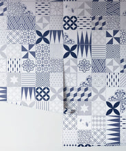 Load image into Gallery viewer, Cement Tiles Blue Wallpaper