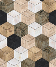 Load image into Gallery viewer, Geometric Timber Cube Wallpaper