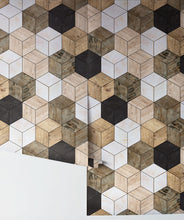 Load image into Gallery viewer, Geometric Timber Cube Wallpaper