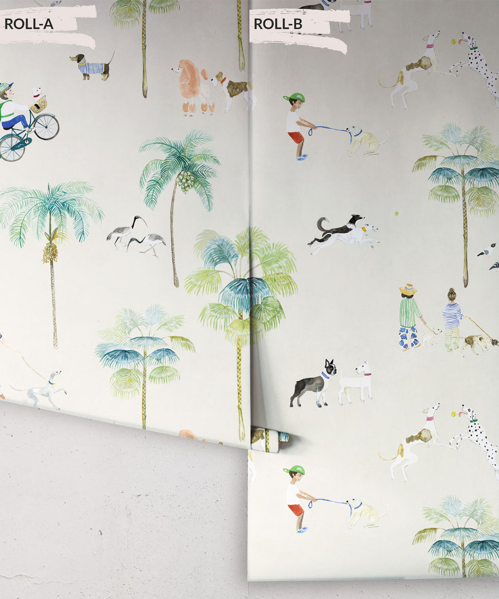 At The Dog Park Wallpaper • Kids Wallpaper • Cream • Rolls