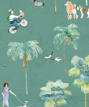 Load image into Gallery viewer, At The Dog Park Wallpaper • Kids Wallpaper • Turquoise • Swatch