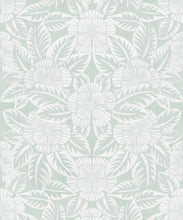 Load image into Gallery viewer, Calcutta Wallpaper • Flower and Leaf Motif Design • Ethnic Wallpaper • Aqua Wallpaper • Swatch