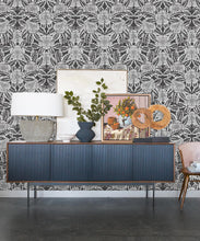 Load image into Gallery viewer, Calcutta Wallpaper • Flower and Leaf Motif Design • Ethnic Wallpaper • Charcoal Wallpaper • Insitu