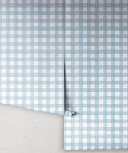 Load image into Gallery viewer, Check Wallpaper • Dusty Blue • Rolls