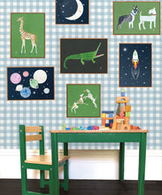 Load image into Gallery viewer, Check Wallpaper • Dusty Blue • Insitu