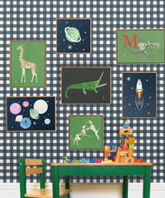 Load image into Gallery viewer, Check Wallpaper • Navy • Insitu
