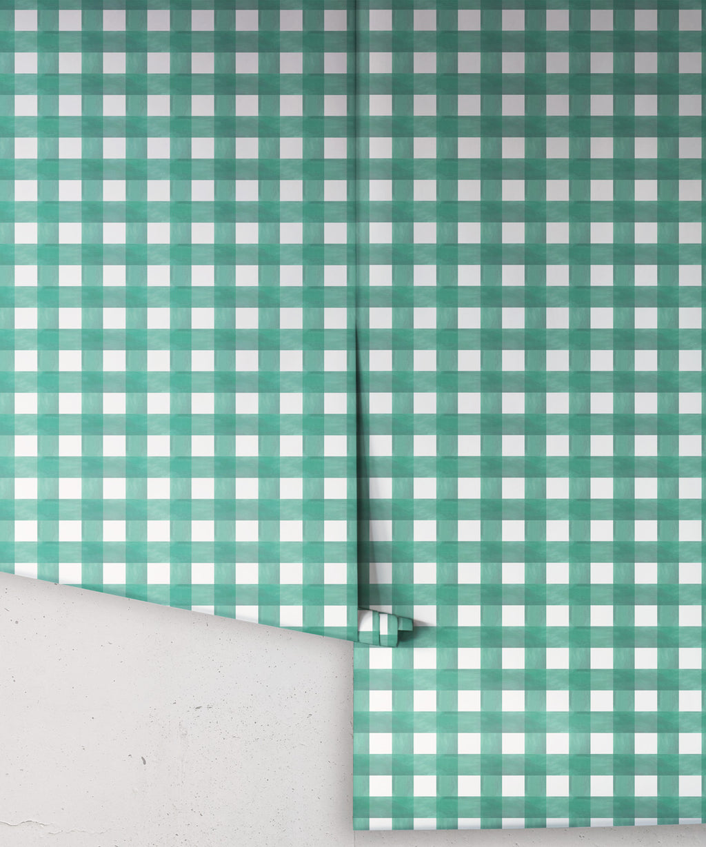 Check Wallpaper • Turquoise • Rolls