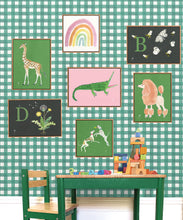Load image into Gallery viewer, Check Wallpaper • Turquoise • Insitu