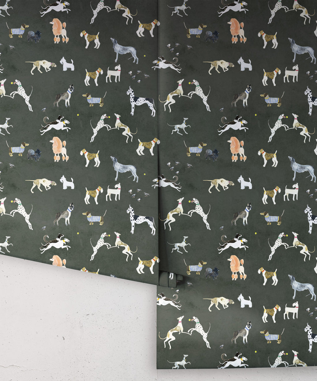 Doggies Wallpaper • Dog Wallpaper • Charcoal • Rolls