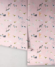 Load image into Gallery viewer, Doggies Wallpaper • Dog Wallpaper • Pink • Rolls