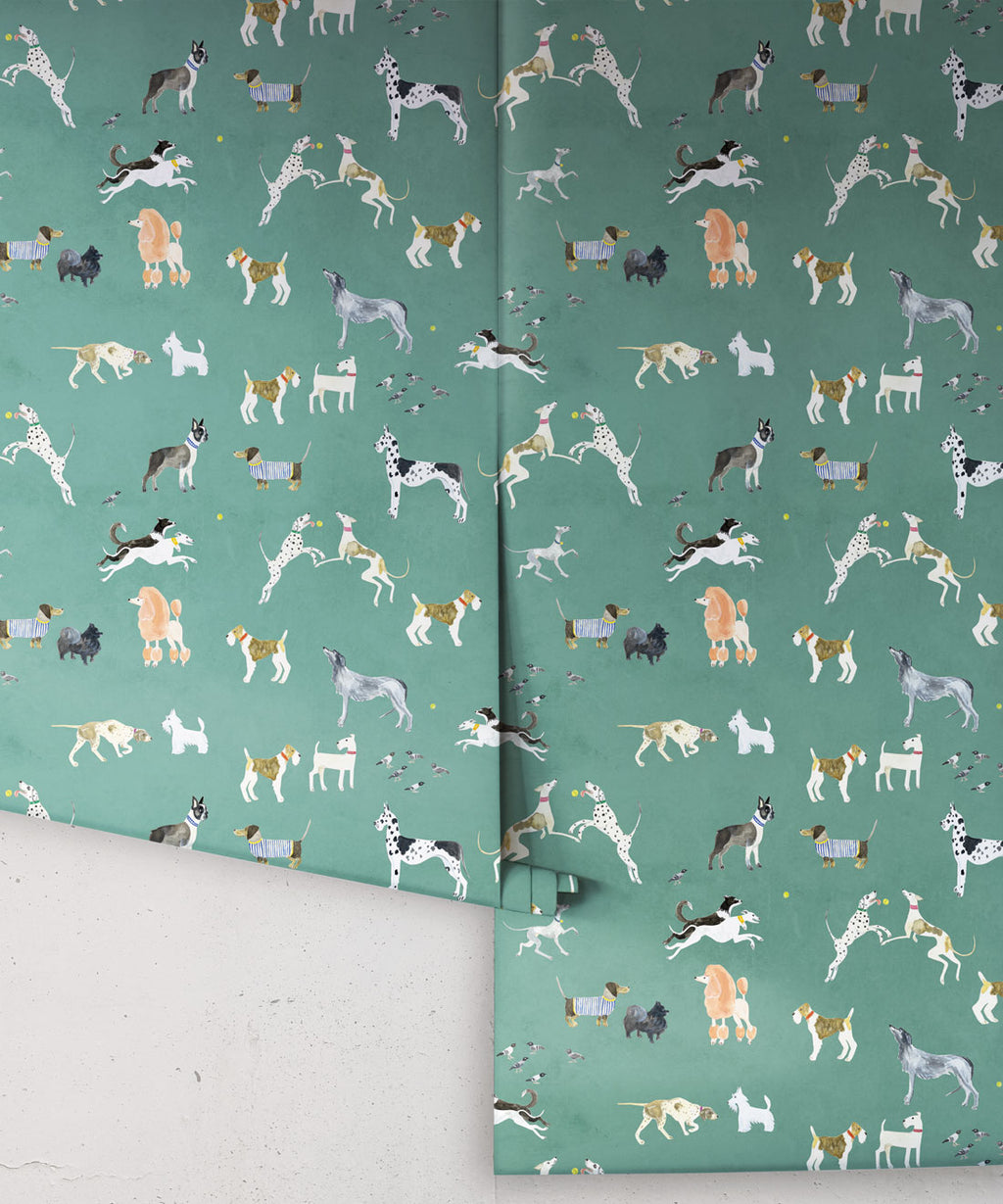 Doggies Wallpaper • Dog Wallpaper • Turquoise • Rolls
