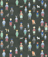 Load image into Gallery viewer, Paper Dolls wallpaper • Charcoal • Swatch