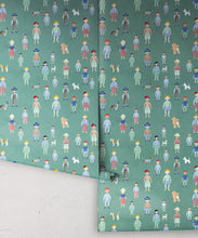 Load image into Gallery viewer, Paper Dolls wallpaper • Turquoise • Rolls
