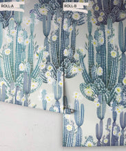 Load image into Gallery viewer, San Pedro Wallpaper Blue • Cactus Wallpaper • Succulents Wallpaper • Desert Wallpaper Rolls