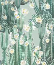 Load image into Gallery viewer, San Pedro Wallpaper Aqua • Cactus Wallpaper • Succulents Wallpaper • Desert Wallpaper Swatch
