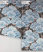 Load image into Gallery viewer, Succulents Wallpaper Blue Charcoal • Cactus Wallpaper • Desert Wallpaper Rolls on black background
