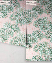 Load image into Gallery viewer, Succulents Wallpaper Green Pink • Cactus Wallpaper • Desert Wallpaper rolls on pink background