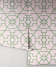 Load image into Gallery viewer, Trellis Wallpaper • Geometric Wallpaper • Pink Wallpaper • Rolls