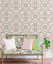 Load image into Gallery viewer, Trellis Wallpaper • Geometric Wallpaper • Pink Wallpaper • Insitu