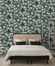 Load image into Gallery viewer, Victoria Wallpaper • Floral Wallpaper • Charcoal Wallpaper • Insitu