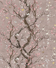 Load image into Gallery viewer, Plum Blossom in Silver is a Japanese floral wallpaper