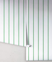 Load image into Gallery viewer, Chemin Wallpaper • Striped Wallpaper • Forest Green • Rolls
