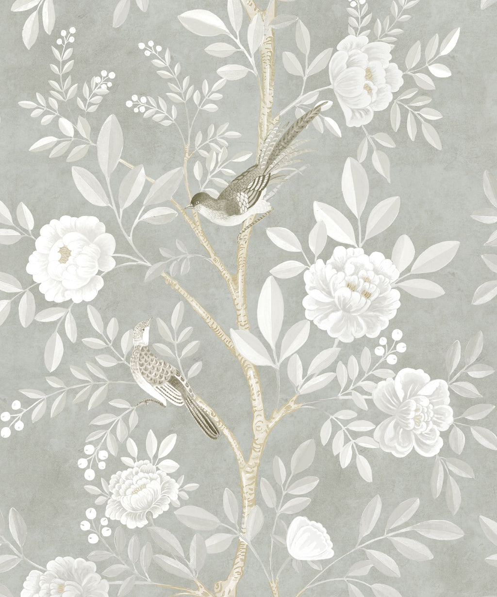 Chinoiserie Wallpaper • Floral Wallpaper • Bird Wallpaper • Magnolia • Linen • Swatch