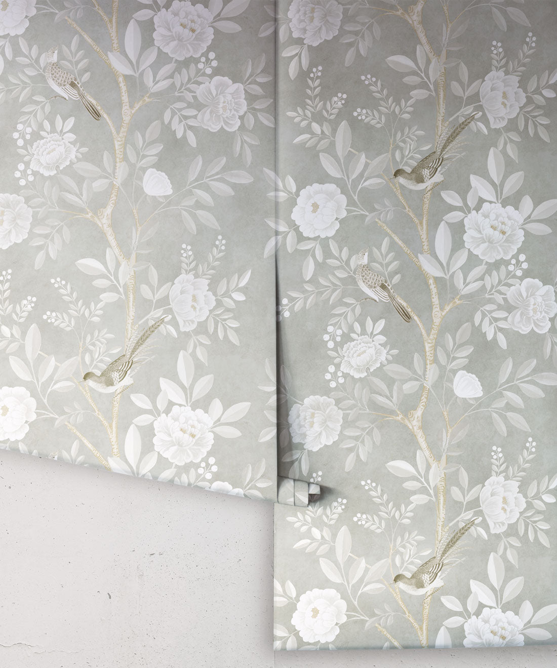 Chinoiserie Wallpaper • Floral Wallpaper • Bird Wallpaper • Magnolia • Linen • Rolls
