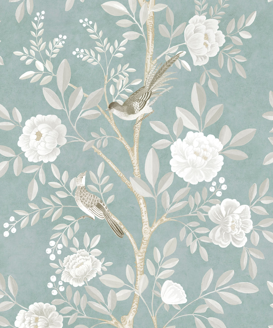 Chinoiserie Wallpaper • Floral Wallpaper • Bird Wallpaper • Magnolia • Milk Green • Swatch