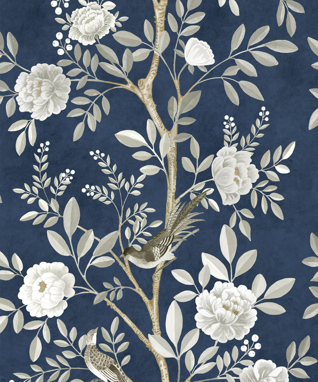 Chinoiserie Wallpaper • Floral Wallpaper • Bird Wallpaper • Magnolia • Royal Blue • Swatch