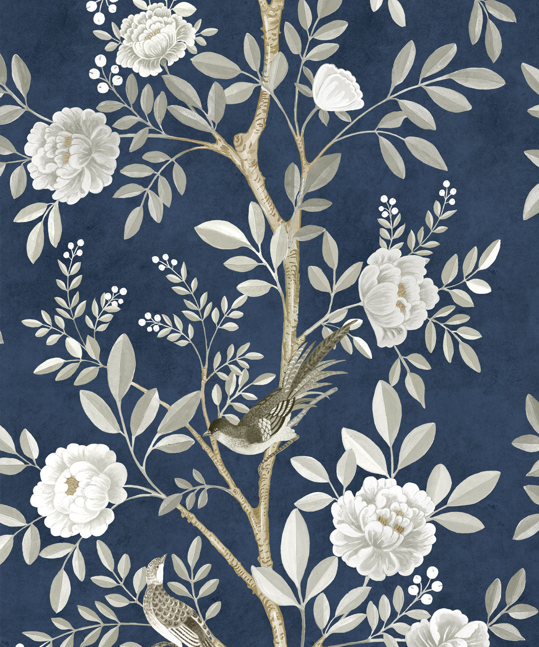 Chinoiserie Wallpaper • Floral Wallpaper • Bird Wallpaper • Magnolia • Royal Blue • Swatch