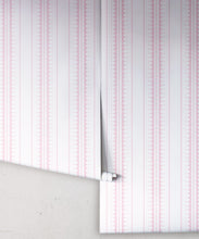 Load image into Gallery viewer, Coquille Wallpaper • Stripe and Scallop Wallpaper • Blush • Rolls