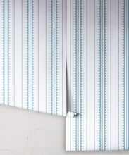 Load image into Gallery viewer, Coquille Wallpaper • Stripe and Scallop Wallpaper • Powder Blue • Rolls